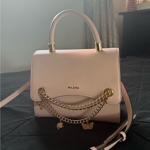 Aldo Light Pink Crossbody Bag with Gold Chains